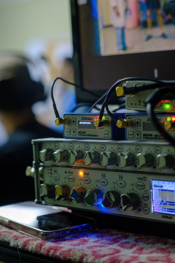 Behind the scenes photo 48 from Clone Cops production showing sound mixing equipment used on clone cops